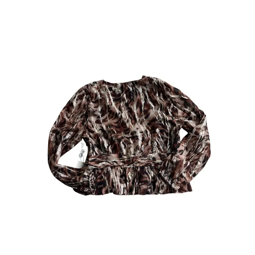 NWT Parker NY Snake Print Wrap Blouse Size S Viscose Lurex